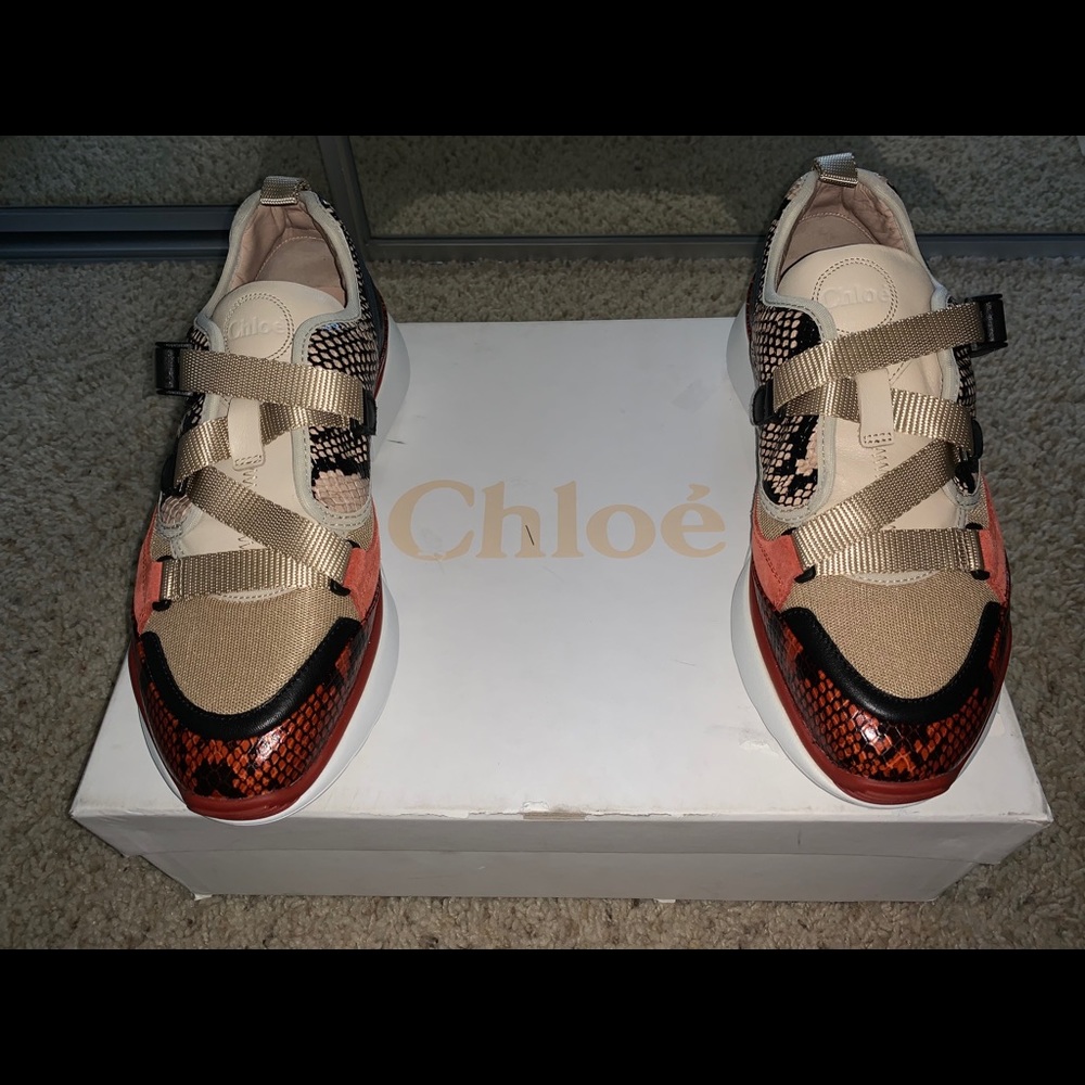 Chloe sz 39 multicolored sonnie snakeskin sneakers